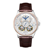 Beverly Hills Polo Club Men's Automatic Watch, Silver Dial Multi-Function With Brown Leather Strap, BP3847X.532